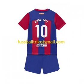 Fußballtrikots FC Barcelona Ansu Fati 10 Kinder 2023-2024 Kurzarm Heimtrikotsatz kaufen